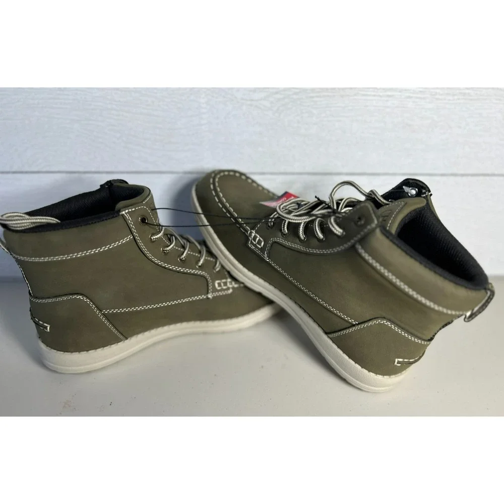 Chaps NEW Derek Men's Moc Toe Fashion Boot Size 8.5 Medium Olive Green Casual